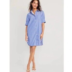 Old Navy Blue Striped Shirt Dress